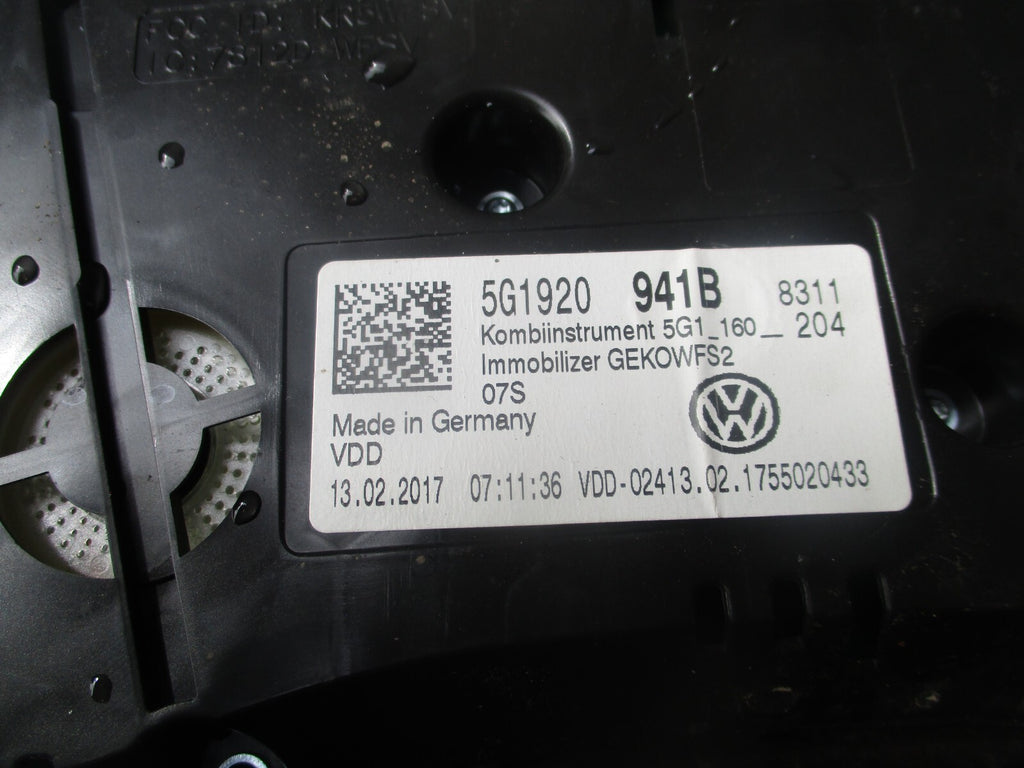 2017 VOLKSWAGEN GOLF SPEEDOMETER INSTRUMENT CLUST 5G1920941B