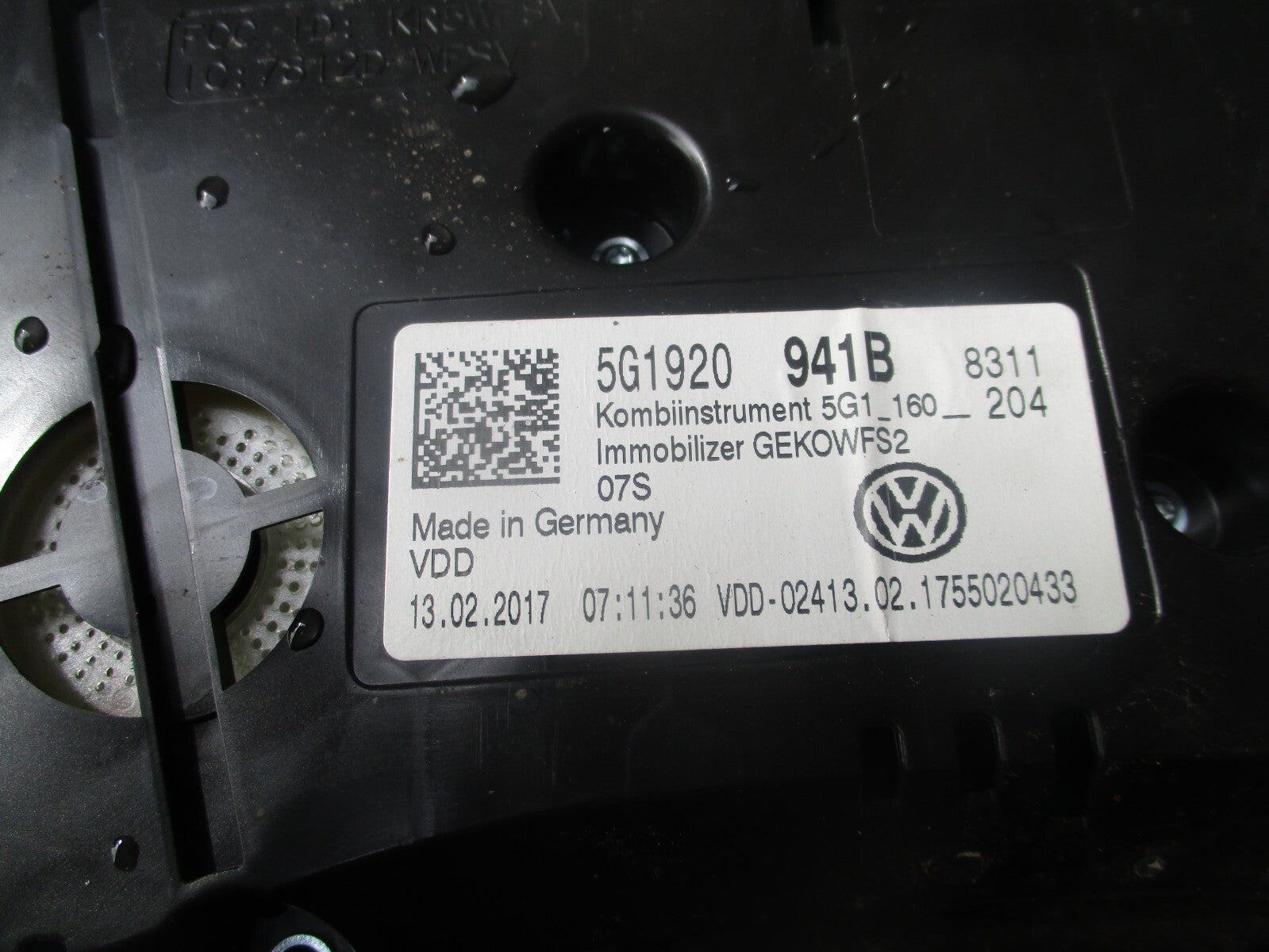2017 VOLKSWAGEN GOLF SPEEDOMETER INSTRUMENT CLUST 5G1920941B