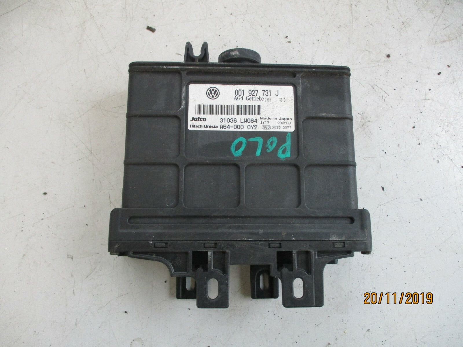VW VOLKSWAGEN POLO 2004 1.4 PETROL AUTO GEARBOX CONTROL ECU MODULE 001927731J