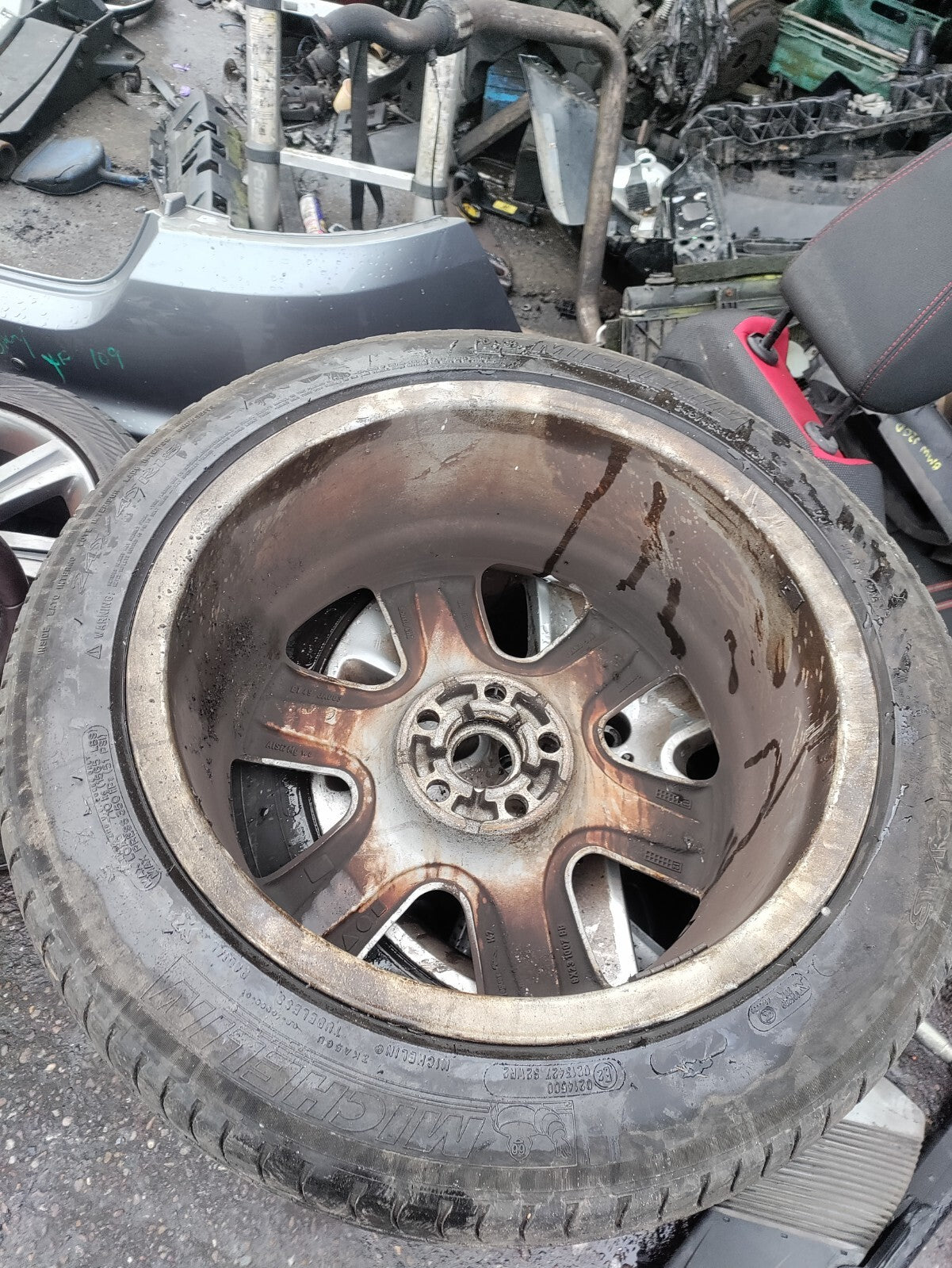 2009 JAGUAR XF X250 18 INCH ALLOY WHEEL WITH TYRE 245/45R18 REF 1