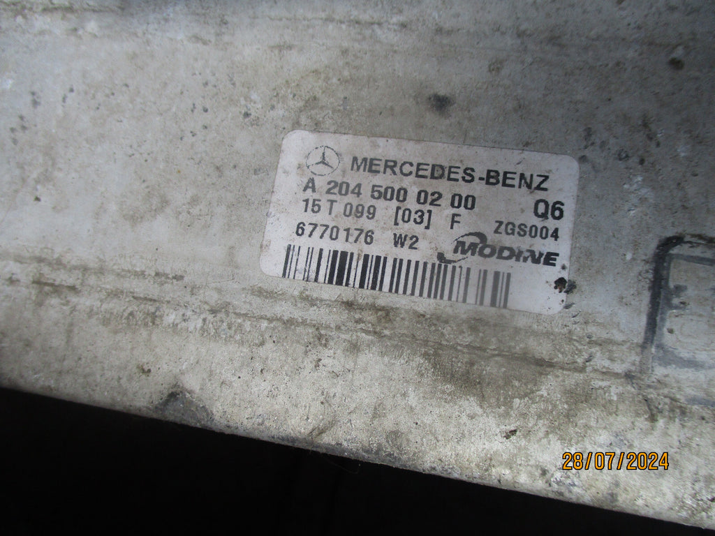 2012 MERCEDES C CLASS 2.1 DIESEL INTERCOOLER RADIATOR A204500020